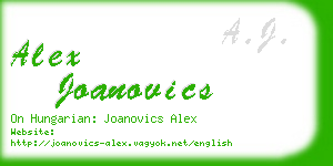 alex joanovics business card